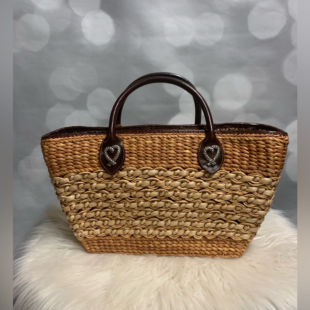 EUC Brighton straw and animal print bag with dust cover - Picture 4 of 13